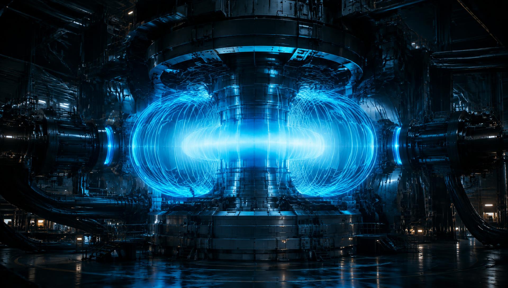 Concept rendering of a tokamak fusion reactor with superconducting magnetic field lines
